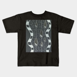 Rain panel in black and grey Kids T-Shirt